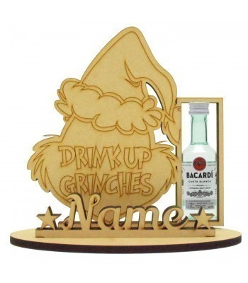 6mm 'Drink Up Grinches' Bacardi Rum Miniature Christmas Holder on a Stand - Stand Options